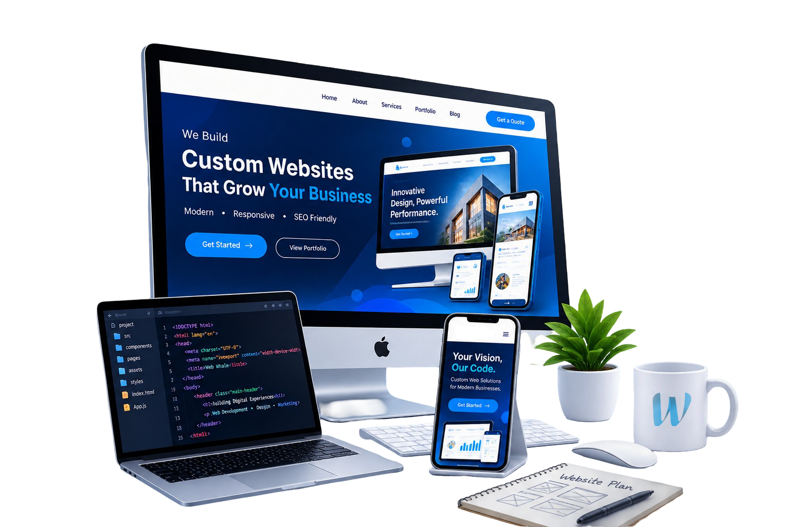 Trusted Website Development Company showcasing responsive website design on desktop and mobile devices